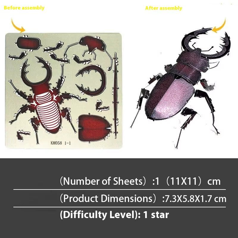 3D Metal Dragonfly Model - Creative Insect Series Puzzle Jigsaw DIY Assembly Toy for Adults and 14+ Kids Gift