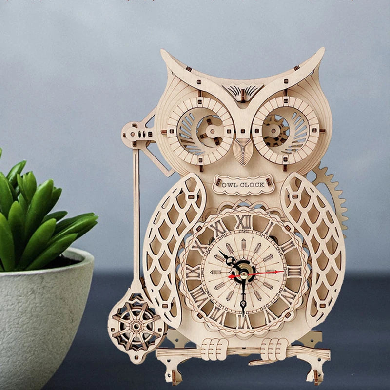 Owl Clock Wooden Puzzle Kit