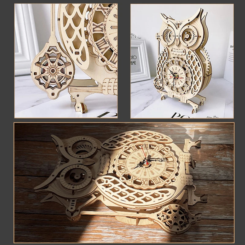 Owl Clock Wooden Puzzle Kit