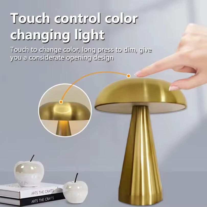 Rechargeable Metal LED Mushroom Lamp