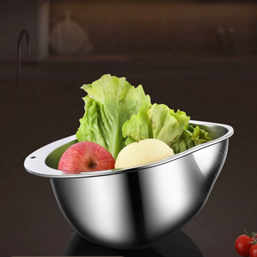 Rice Vegetable Washing Basket Strainer Stainless Steel Bowl Tray Wash Basin Accessories Drain Basket for Kitchen