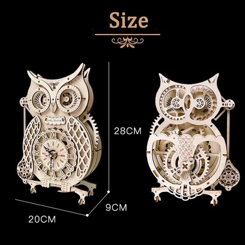Owl Clock Wooden Puzzle Kit