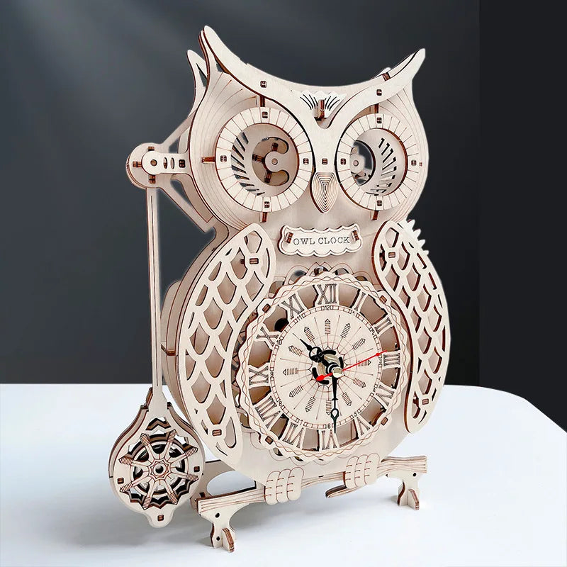 Owl Clock Wooden Puzzle Kit