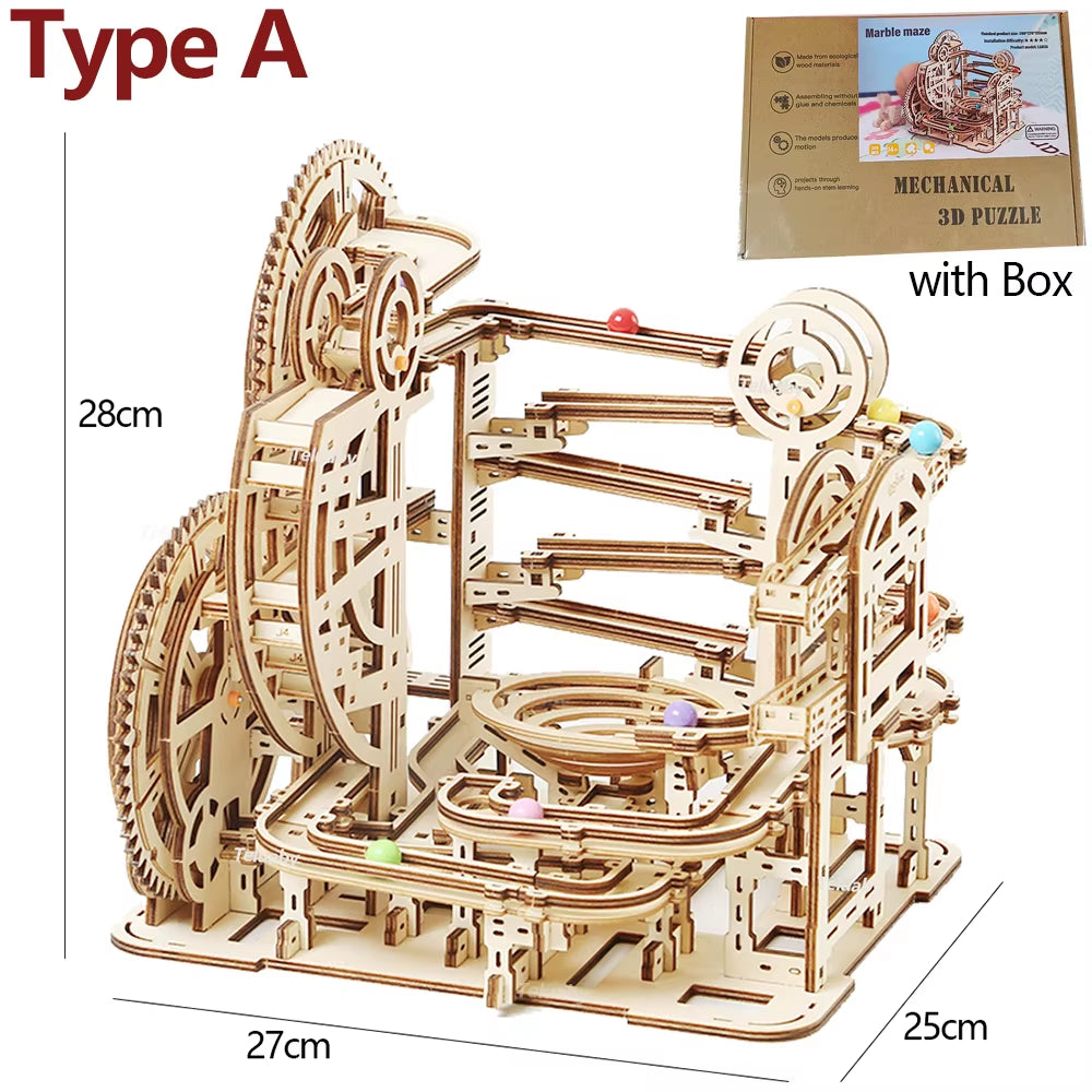 Mechanical Wooden Marble Run Sets