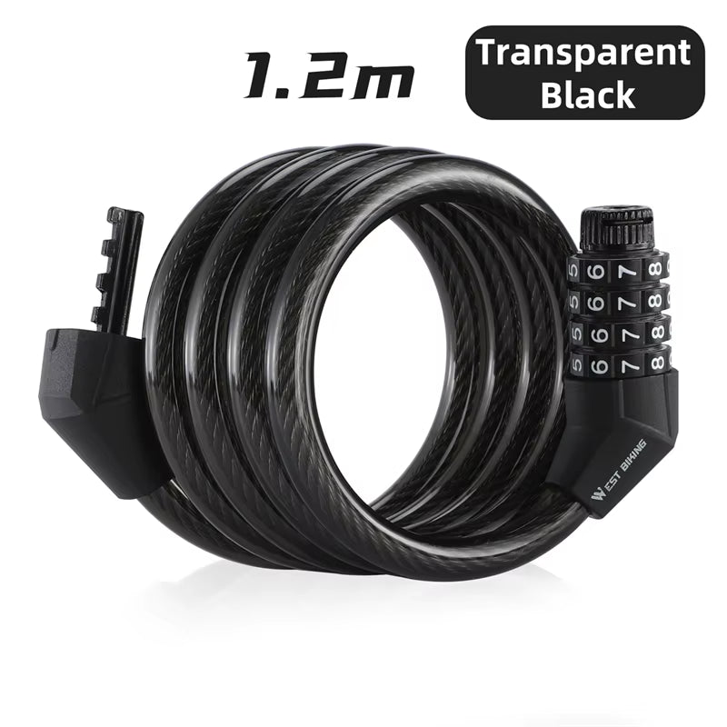 Bicycle Lock 4 Digit Code 120Cm Anti-Theft Lock Bike Security Steel Cable Cycling Bicycle Lock Bike Accessories