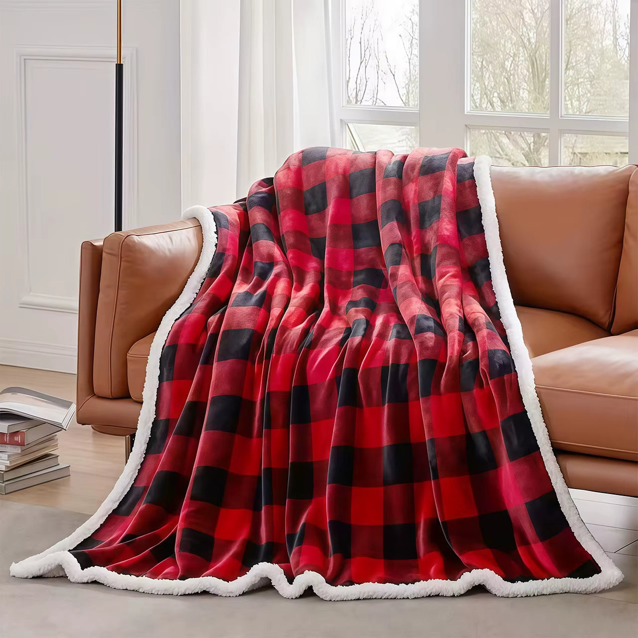 Cozy Plaid Sherpa Blanket