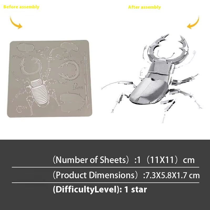 3D Metal Dragonfly Model - Creative Insect Series Puzzle Jigsaw DIY Assembly Toy for Adults and 14+ Kids Gift