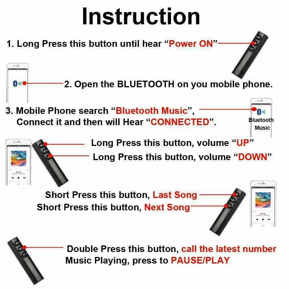 Wireless Bluetooth 5.0 Receiver Adapter 3.5Mm Jack for Car Music Audio Aux A2Dp Headphone Reciever Handsfree