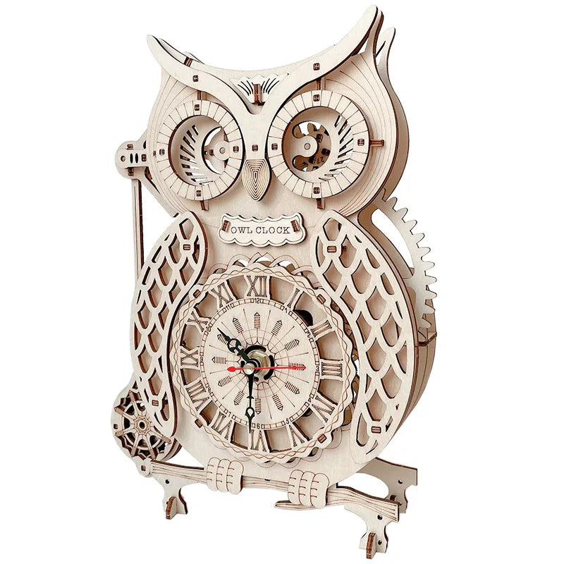 Owl Clock Wooden Puzzle Kit