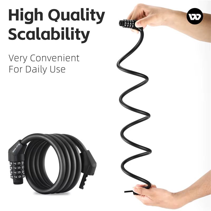 Bicycle Lock 4 Digit Code 120Cm Anti-Theft Lock Bike Security Steel Cable Cycling Bicycle Lock Bike Accessories