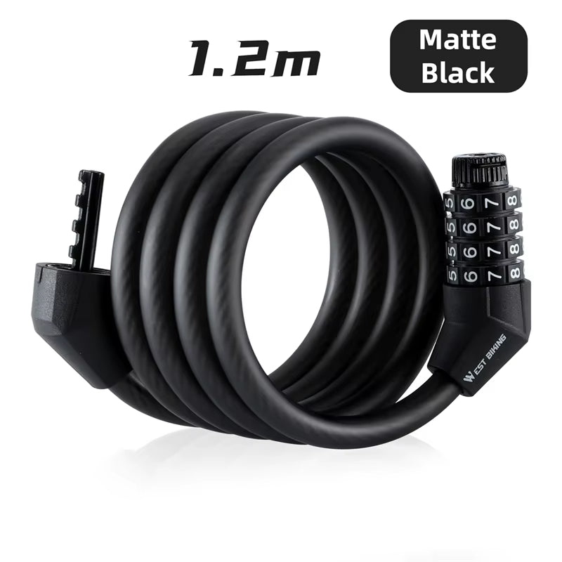 Bicycle Lock 4 Digit Code 120Cm Anti-Theft Lock Bike Security Steel Cable Cycling Bicycle Lock Bike Accessories