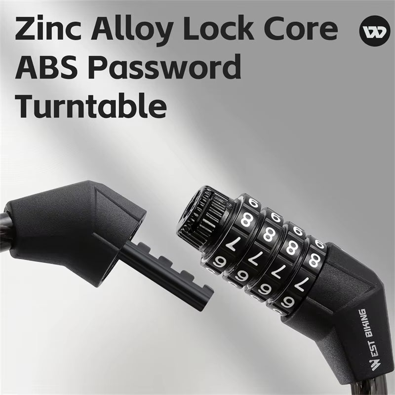 Bicycle Lock 4 Digit Code 120Cm Anti-Theft Lock Bike Security Steel Cable Cycling Bicycle Lock Bike Accessories
