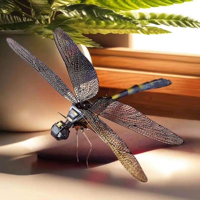 3D Metal Dragonfly Model - Creative Insect Series Puzzle Jigsaw DIY Assembly Toy for Adults and 14+ Kids Gift