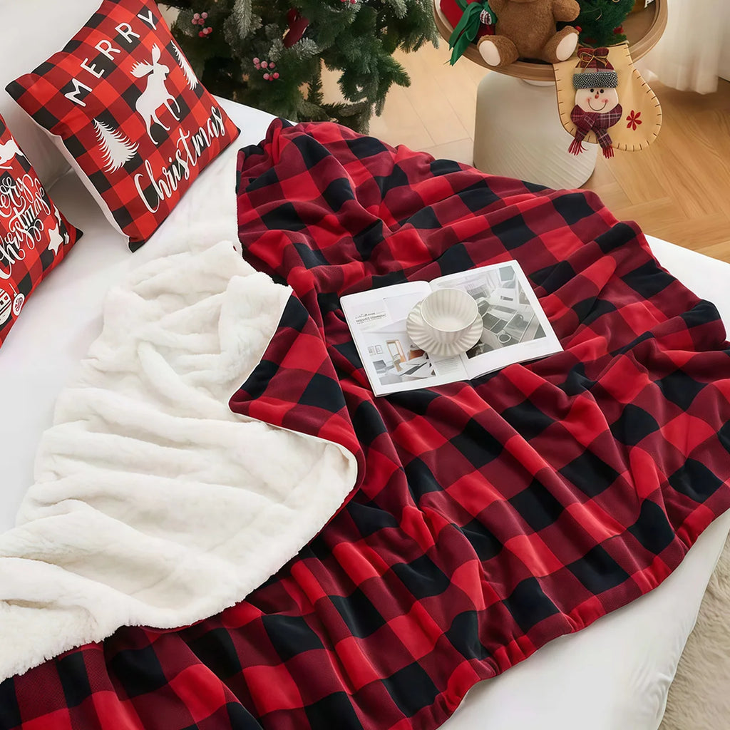 Cozy Plaid Sherpa Blanket