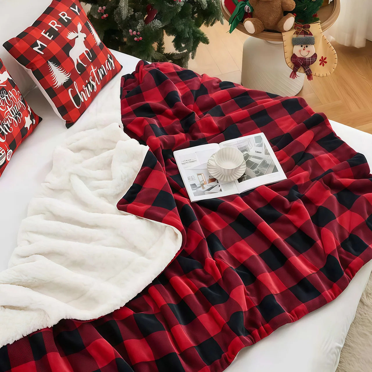 Cozy Plaid Sherpa Blanket