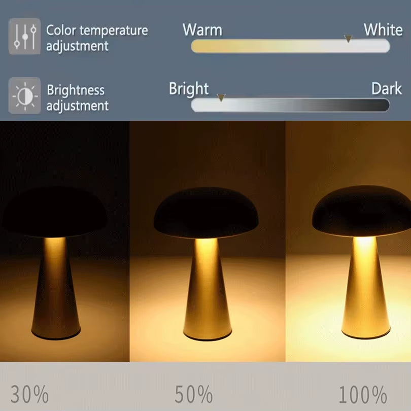 Rechargeable Metal LED Mushroom Lamp