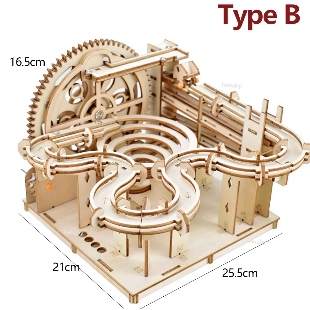 Mechanical Wooden Marble Run Sets