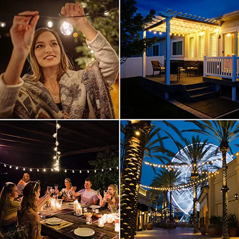 Outdoor String Lights LED G40 Dimmable Party Garland Globe Bulbs String Lamp for Street Patio Garden Backyard Camping Decoration