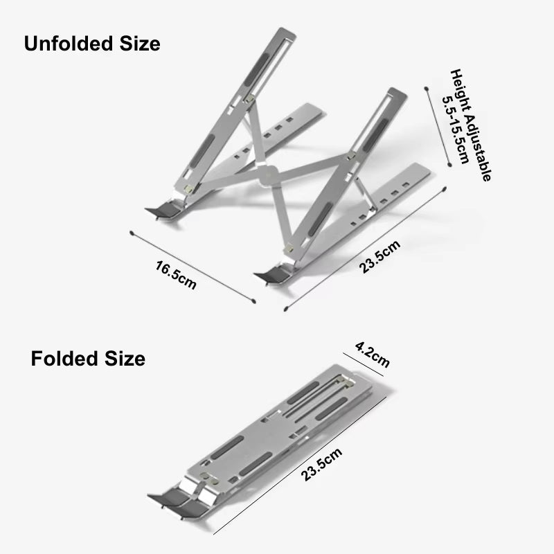 Adjustable Laptop Stand Aluminum Alloy Desktop Holder Foldable Portable Bracket for Macbook Air Pro Notebook Tablet Pad Cooling