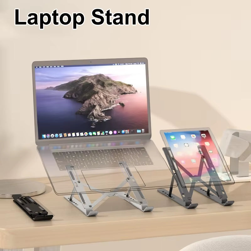 Adjustable Laptop Stand Aluminum Alloy Desktop Holder Foldable Portable Bracket for Macbook Air Pro Notebook Tablet Pad Cooling