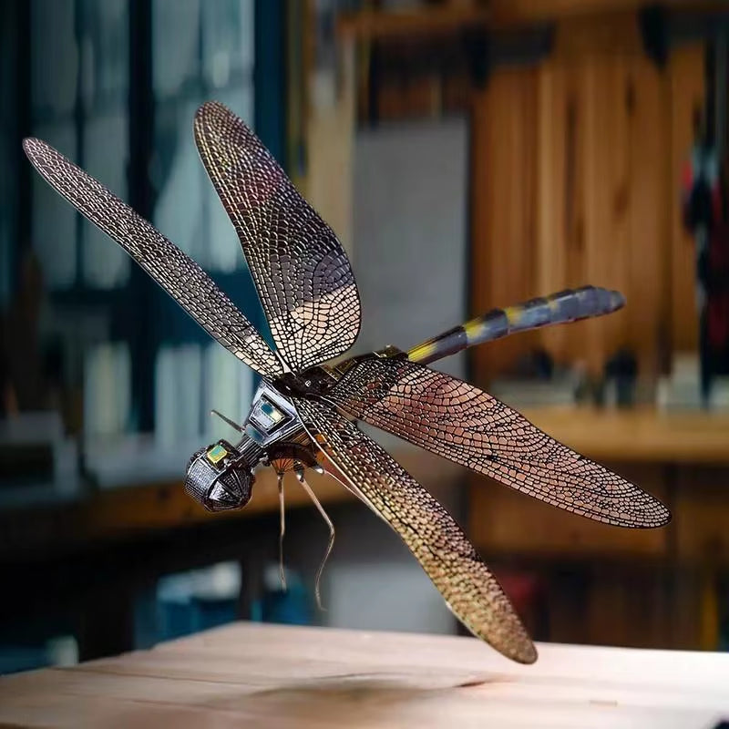 3D Metal Dragonfly Model - Creative Insect Series Puzzle Jigsaw DIY Assembly Toy for Adults and 14+ Kids Gift