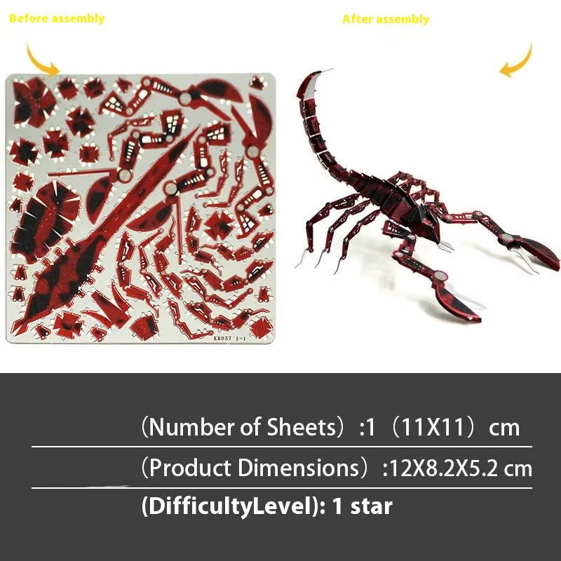 3D Metal Dragonfly Model - Creative Insect Series Puzzle Jigsaw DIY Assembly Toy for Adults and 14+ Kids Gift