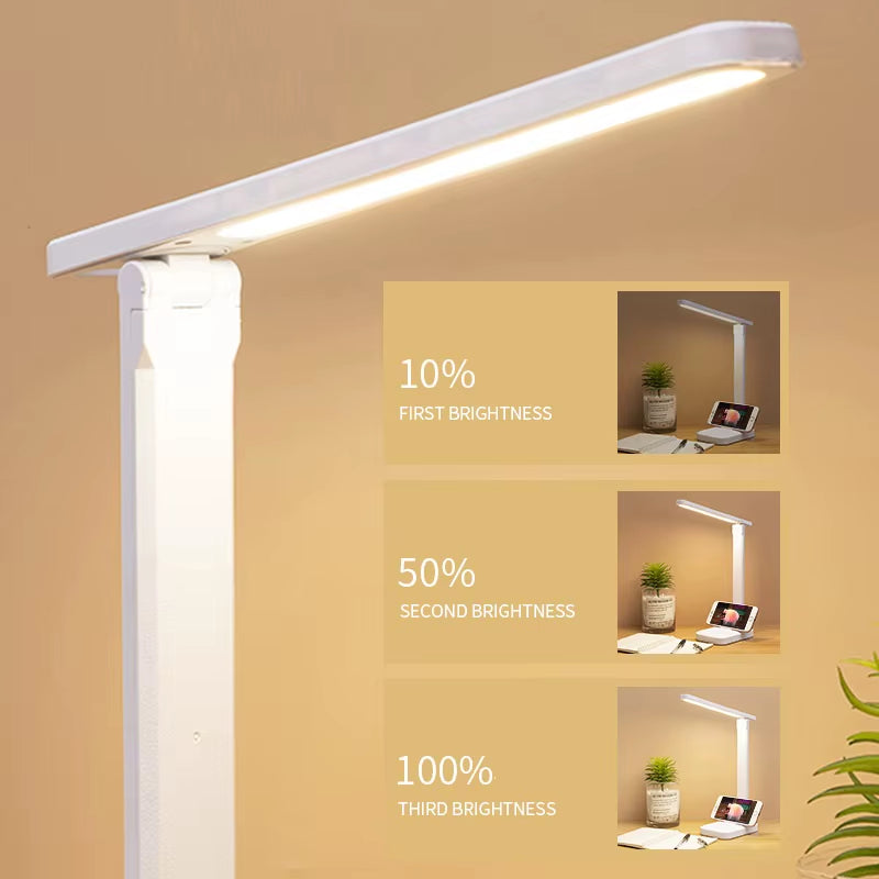 6000Mah LED Table Lamp USB Chargeable 3 Color Stepless Dimmable Desk Lamp Touch Foldable Eye Protection Reading Night Light 2022