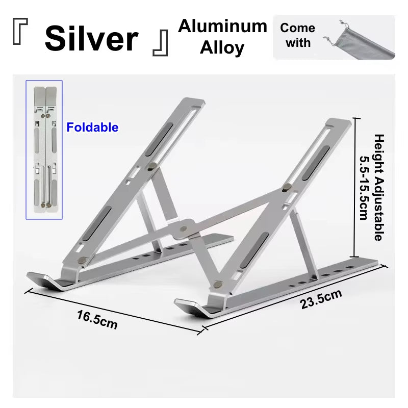 Adjustable Laptop Stand Aluminum Alloy Desktop Holder Foldable Portable Bracket for Macbook Air Pro Notebook Tablet Pad Cooling