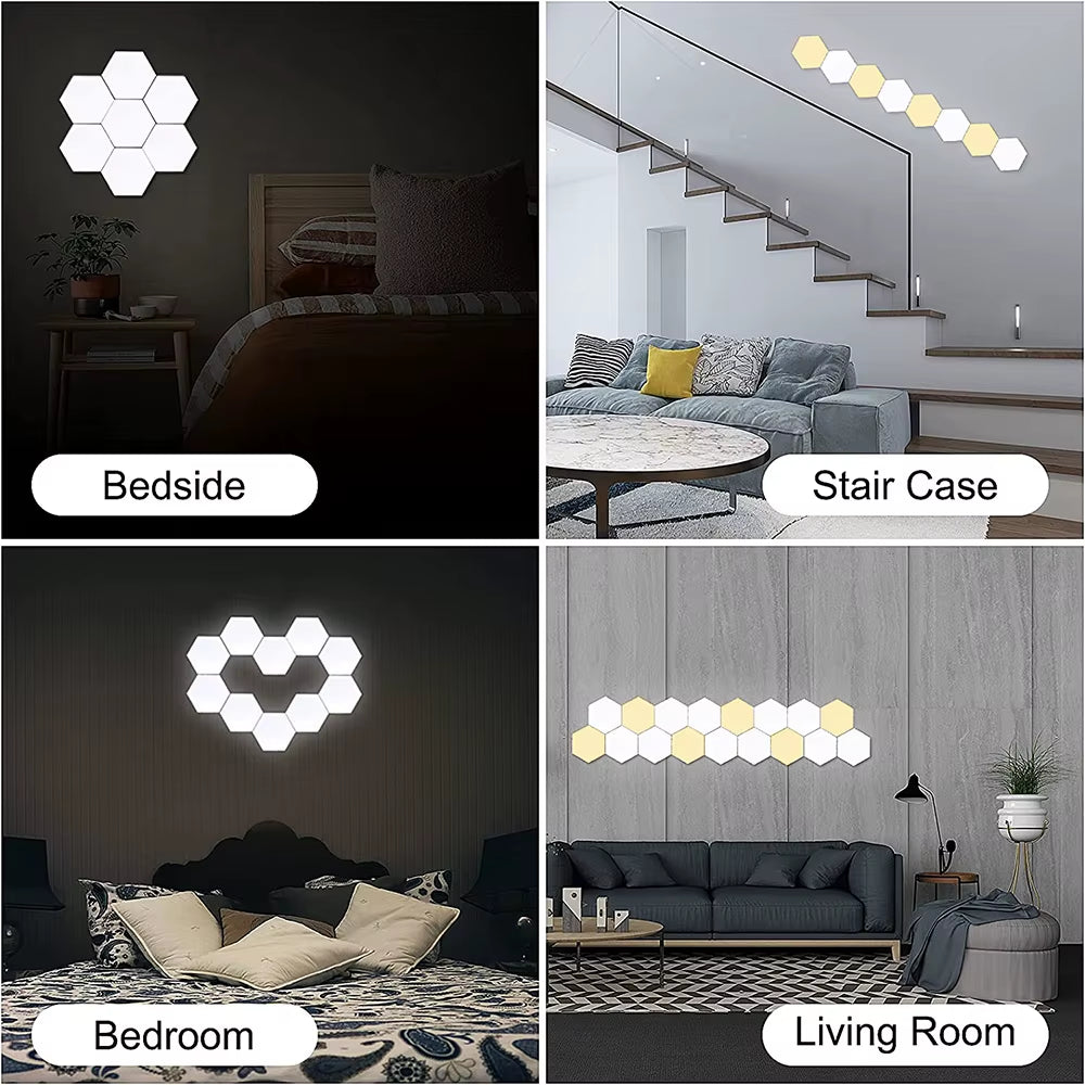 Hexagon Wall Light Wall Mounted Remote Control Touch Sensitive DIY Geometric Modular Assembled USB Power RGB Led Colorful Light