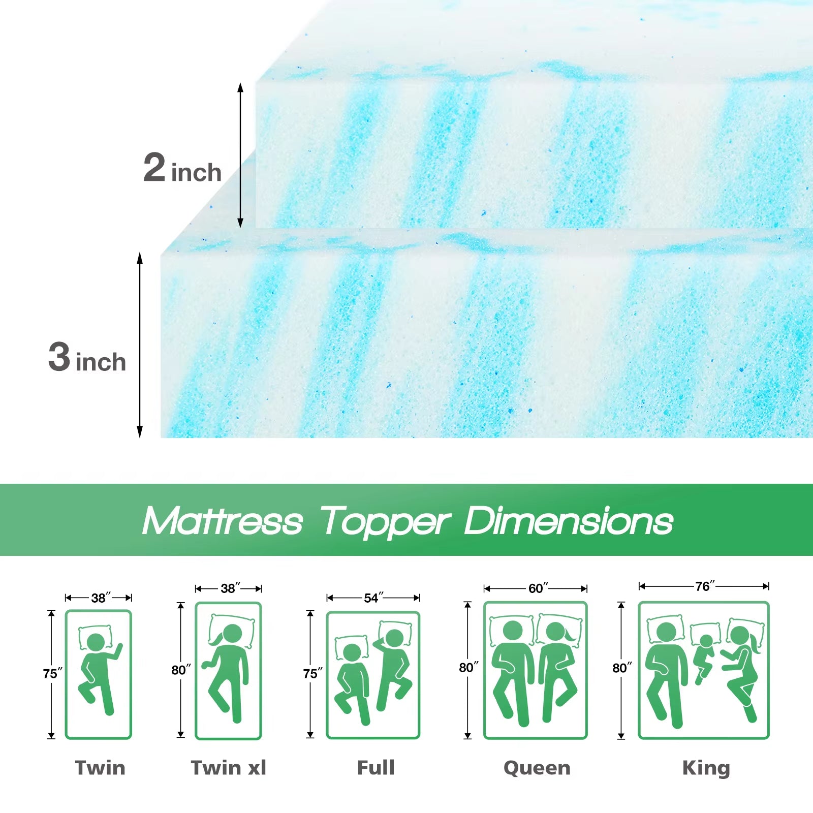 Memory Foam Gel Mattress Topper